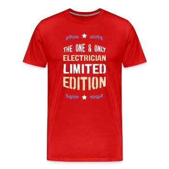 Lettrage Electricien Édition Limitée - T-shirt bio Premium Homme - rouge - Devant - Damien (186cm)