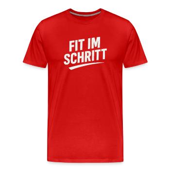 ALIMENTÉ PAR LES PROTÉINES ET LA RAGE - T-shirt bio Premium Homme - rouge - Devant - Damien (186cm)