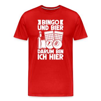 Bingo Player Bingo & Bier Darum Bin Ich Hier Bingo - Männer Premium Bio T-Shirt - Rot - Vorne - Damien (186cm)