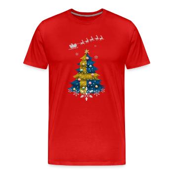 Sapin de Noël avec drapeau de la Suède - T-shirt bio Premium Homme - rouge - Devant - Damien (186cm)