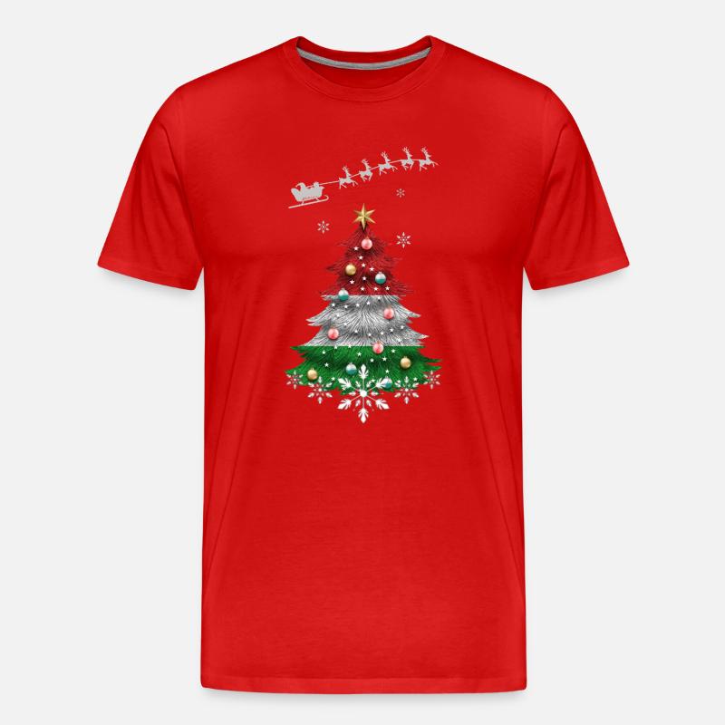 Weihnachtsbaum mit Ungarn Flagge - Männer Premium Bio T-Shirt - Rot