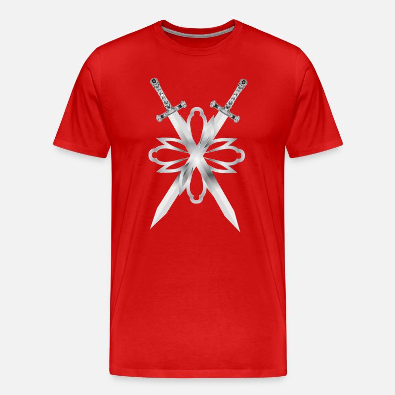 Deux épées ornées d’argent - T-shirt bio Premium Homme - rouge