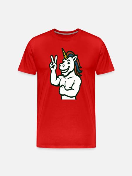 Einhorn-Friedenszeichen Illustration - Männer Premium Bio T-Shirt - Rot
