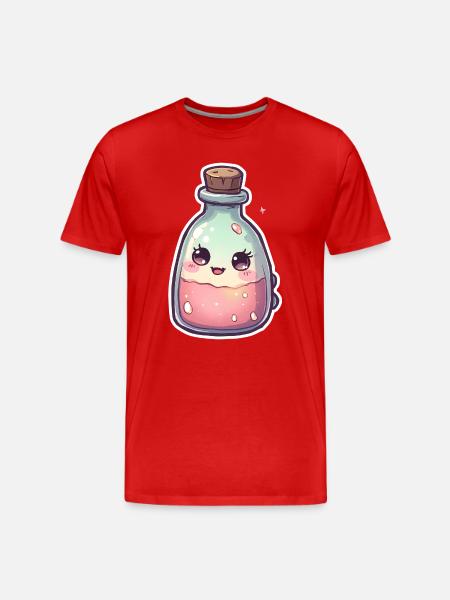 Cute kawaii cake potion bottle - Men's Premium Organic T-Shirt - red