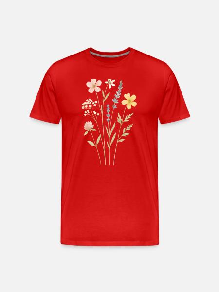 Aquarellwildblumenwiese - Männer Premium Bio T-Shirt - Rot