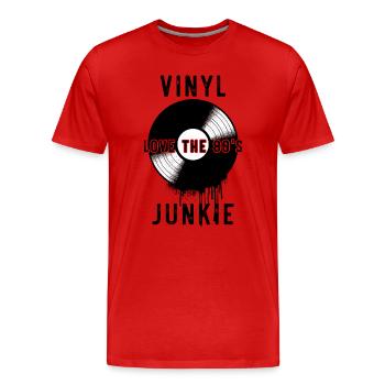 Vinyl Junkie Love The 80s Retro Record Player Art - Männer Premium Bio T-Shirt - Rot - Vorne - Damien (186cm)