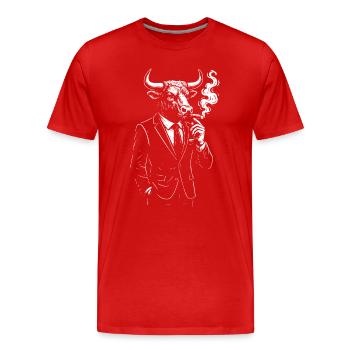 Taureau en costume sur mesure - T-shirt bio Premium Homme - rouge - Devant - Damien (186cm)