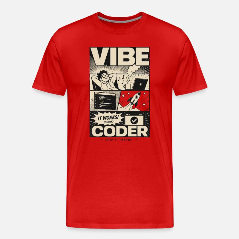 Vibe Coder Programmer Humor - Men's Premium Organic T-Shirt - red