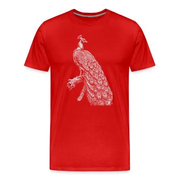 Dentelle paon sur fond noir - T-shirt bio Premium Homme - rouge - Devant - Damien (186cm)