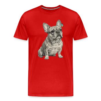 Bulldog mit Schmetterling akzent - Männer Premium Bio T-Shirt - Rot - Vorne - Damien (186cm)