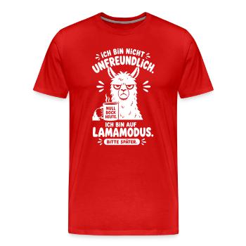 Ich Bin Unfreundlich Im Lamamodus - Männer Premium Bio T-Shirt - Rot - Vorne - Damien (186cm)