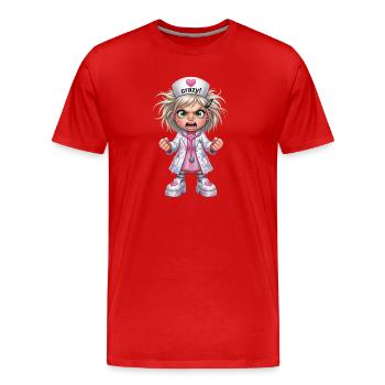 Crazy Nurse Cartoon - Men's Premium Organic T-Shirt - red - Front - Damien (186cm)