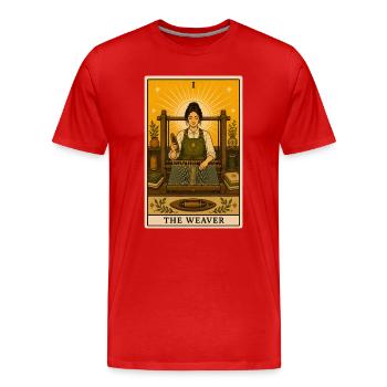 Tisseranda | Tarot de fil à tisser - T-shirt bio Premium Homme - rouge - Devant - Damien (186cm)