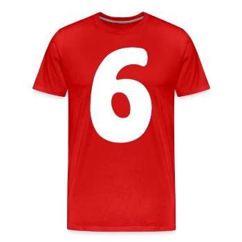 Sechs: Minimalistische Ziffer 6 | Sechster - Männer Premium Bio T-Shirt - Rot - Vorne - Damien (186cm)
