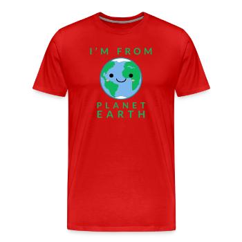 Planet Erde - Männer Premium Bio T-Shirt - Rot - Vorne - Damien (186cm)