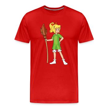 Bibi Blocksberg posiert mit Kartoffelbrei - Männer Premium Bio T-Shirt - Rot - Vorne - Damien (186cm)