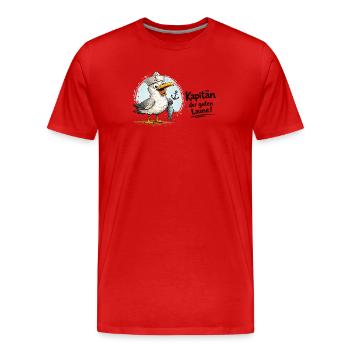 Küstensegler Möwe   - Kapitän der guten Laune - Männer Premium Bio T-Shirt - Rot - Vorne - Damien (186cm)