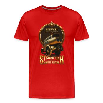 STEAMPUNK CLASSIC CAR VINTAGE RETRO MINIVANS - T-shirt bio Premium Homme - rouge - Devant - Damien (186cm)