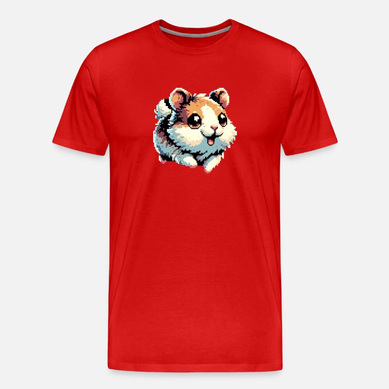 Pixel Hamster - Männer Premium Bio T-Shirt - Rot