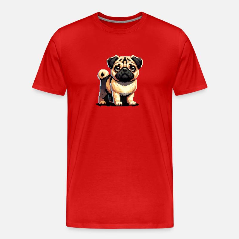 Pixel Mops - Männer Premium Bio T-Shirt - Rot