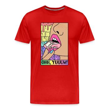 ART POP-ART ÉROTIQUE SEXY COMIC GIRL TONGUE - T-shirt bio Premium Homme - rouge - Devant - Damien (186cm)