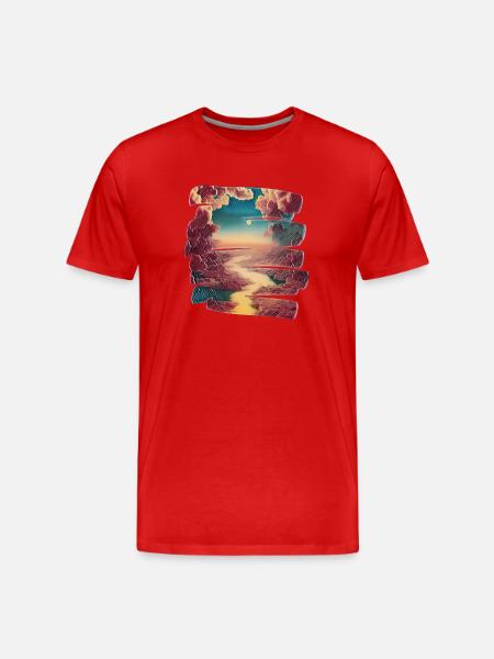 River Clouds Dream World - Men's Premium Organic T-Shirt - red