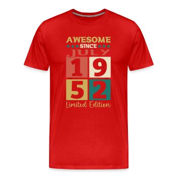 Awesome since July 1952 70th Birthday Men's Fun - Men's Premium Organic T-Shirt - red - Front - Damien (186cm)