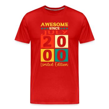 Awesome since July 2000 22nd Birthday Men's Fun - Men's Premium Organic T-Shirt - red - Front - Damien (186cm)