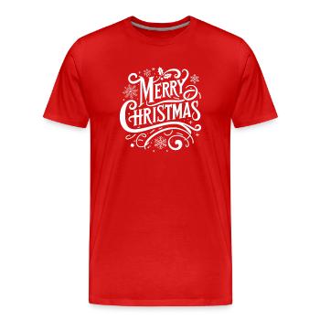 Inscription « Joyeux Noël » - T-shirt bio Premium Homme - rouge - Devant - Damien (186cm)