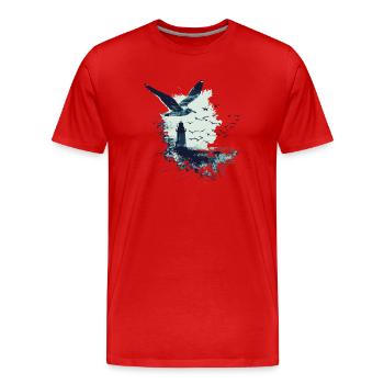seagull seabird lighthouse - Men's Premium Organic T-Shirt - red - Front - Damien (186cm)