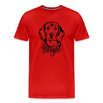 BEAGLE Hundeportrait Hund Hunde Wilsigns Jagdhund - Männer Premium Bio T-Shirt - Rot - Vorne - Damien (186cm)