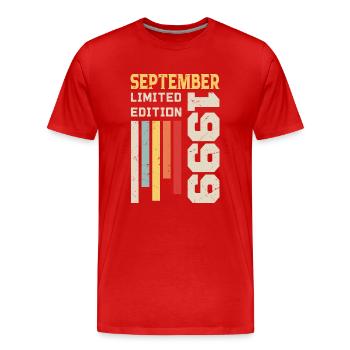 September 1999 Geburtstagsgeschenk September 1999 - Männer Premium Bio T-Shirt - Rot - Vorne - Damien (186cm)