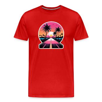 Miami Driving on a lonely Road - Men's Premium Organic T-Shirt - red - Front - Damien (186cm)