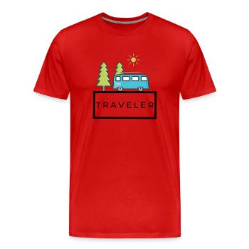 Traveler / Reisender - Männer Premium Bio T-Shirt - Rot - Vorne - Damien (186cm)