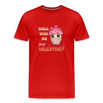 Cupcake coeur de la Saint-Valentin - Be My Valentine - T-shirt bio Premium Homme - rouge - Devant - Damien (186cm)
