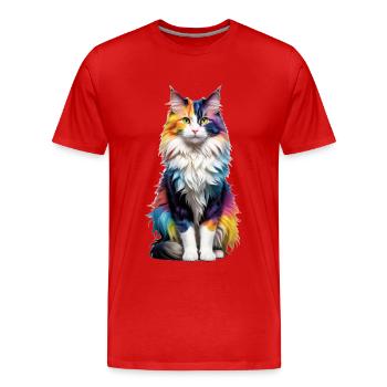 Norwegische Waldkatze - Männer Premium Bio T-Shirt - Rot - Vorne - Damien (186cm)