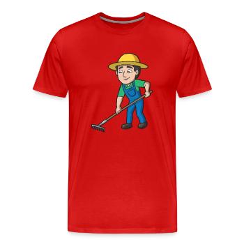 Farmer - Men's Premium Organic T-Shirt - red - Front - Damien (186cm)