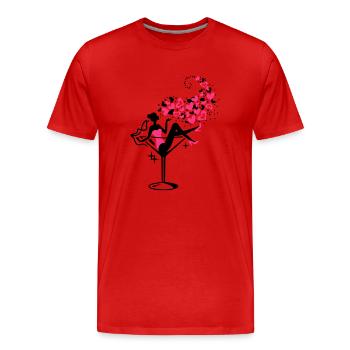 Braut - Bride - JGA - Cocktail - Herz - 2C - Männer Premium Bio T-Shirt - Rot - Vorne - Damien (186cm)