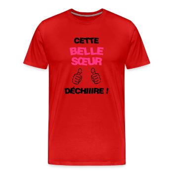 Sister in law Brother Schwester Belle Soeur Frère - Men's Premium Organic T-Shirt - red - Front - Damien (186cm)