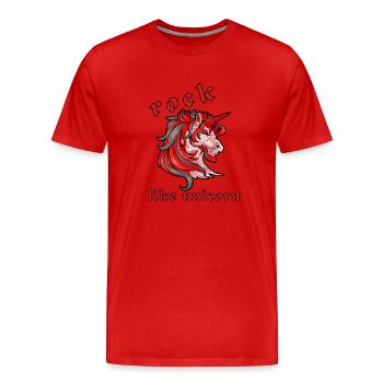 rock like unicorn - Men's Premium Organic T-Shirt - red - Front - Damien (186cm)