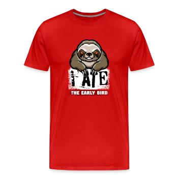 Paresse maléfique. Pour les grouches du matin et les lève-tard - T-shirt bio Premium Homme - rouge - Devant - Damien (186cm)