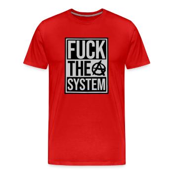 Shield fuck the system - Men's Premium Organic T-Shirt - red - Front - Damien (186cm)