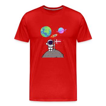 Mondlandung Planet Dänemark Flagge Astronaut - Männer Premium Bio T-Shirt - Rot - Vorne - Damien (186cm)