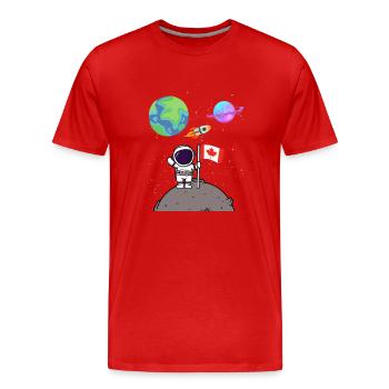 Mondlandung Planet Kanada Flagge Astronaut - Männer Premium Bio T-Shirt - Rot - Vorne - Damien (186cm)