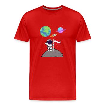 Mondlandung Planet Österreich Flagge Astronaut - Männer Premium Bio T-Shirt - Rot - Vorne - Damien (186cm)