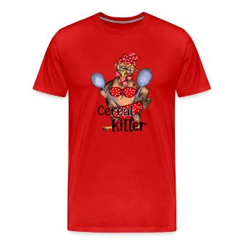 Cereal killer - crazy chicken mom design - Men's Premium Organic T-Shirt - red - Front - Damien (186cm)
