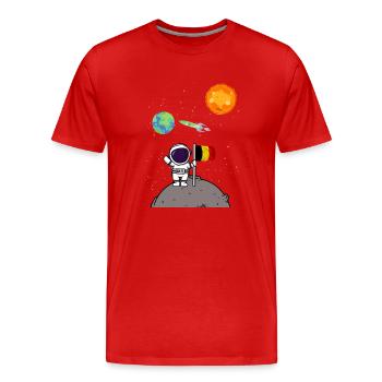 Planet Belgien Flagge Mondlandung Astronaut - Männer Premium Bio T-Shirt - Rot - Vorne - Damien (186cm)