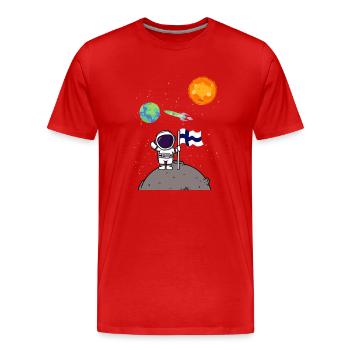 Planet Finnland Flagge Mondlandung Astronaut - Männer Premium Bio T-Shirt - Rot - Vorne - Damien (186cm)