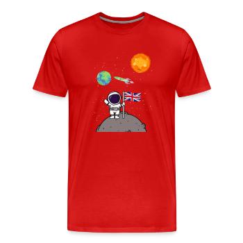Planet Großbritannien Flagge Mondlandung Astronaut - Männer Premium Bio T-Shirt - Rot - Vorne - Damien (186cm)