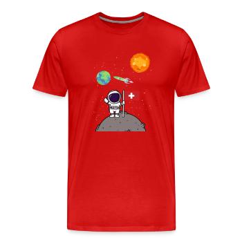 Planet Schweiz Flagge Mondlandung Astronaut - Männer Premium Bio T-Shirt - Rot - Vorne - Damien (186cm)
